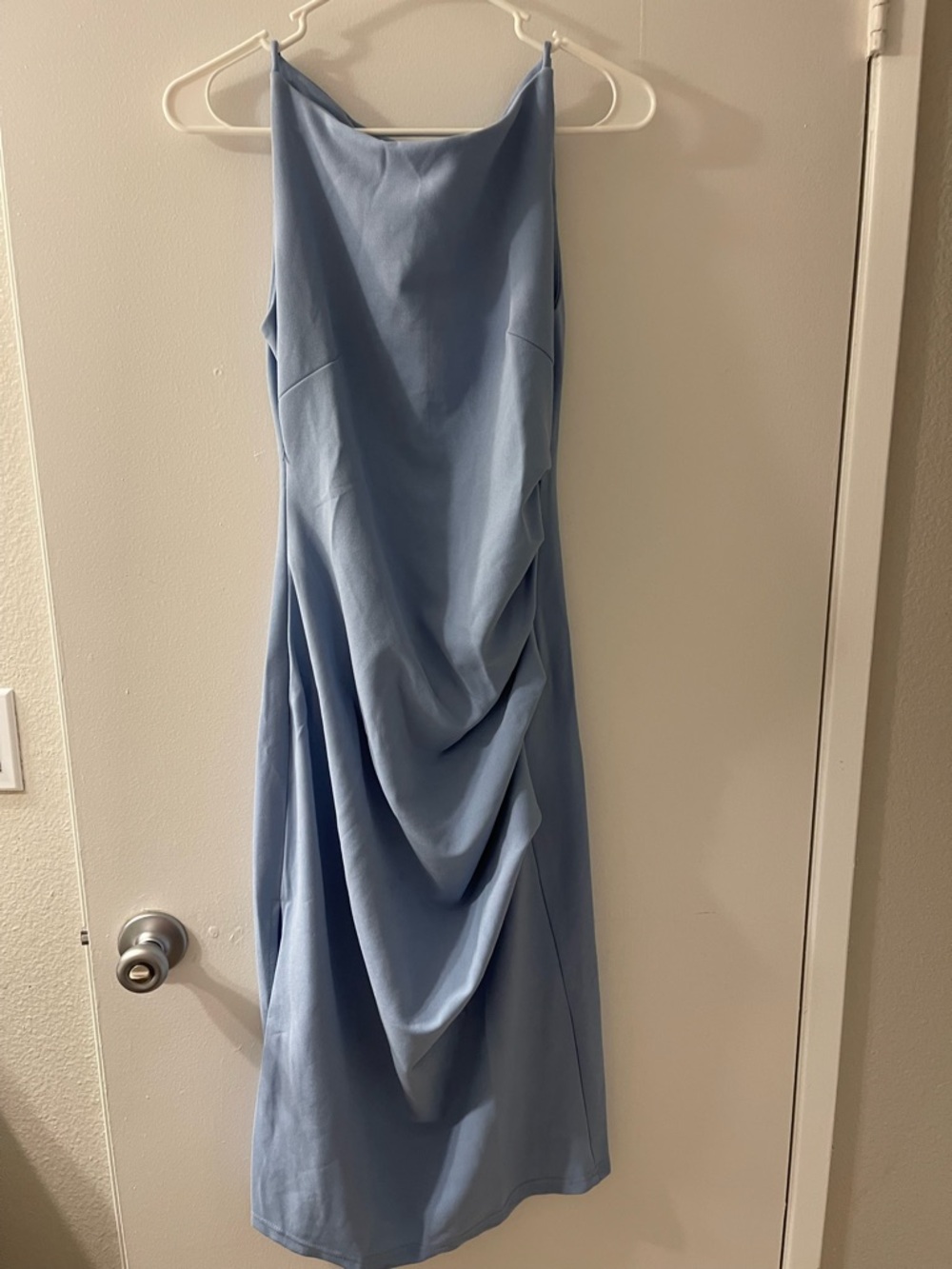 Light Blue Draped Slip Dress